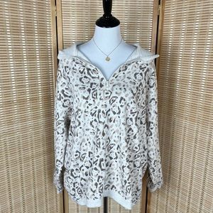 Aerie Oversized Neutral Leopard Zip Pullover